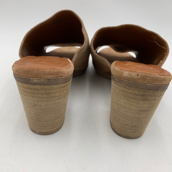 Mariella Suede‎ Peep Toe Sandals Block Heel Mules Slip On Made in Italy Women 8M - Picture 6 of 12